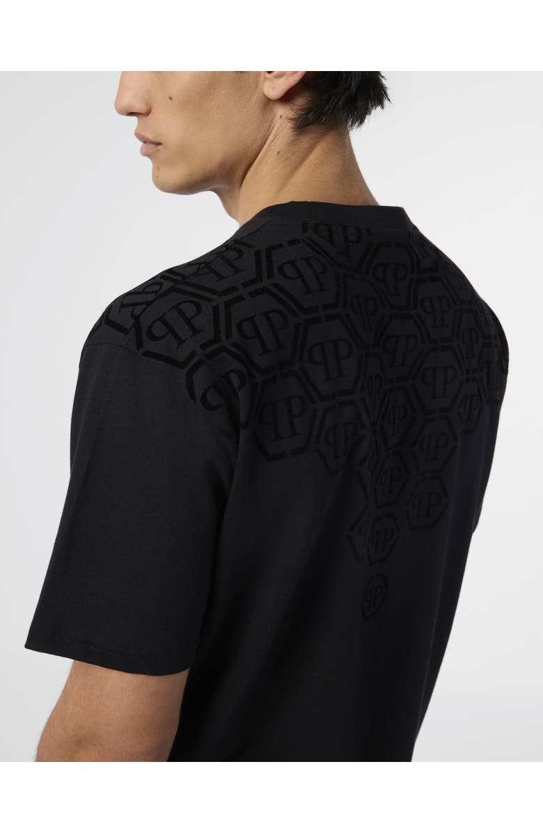 PHILIPP PLEIN Round Neck T-Shirt Degrade Monogram Monogram Men, Alternate, color, Black