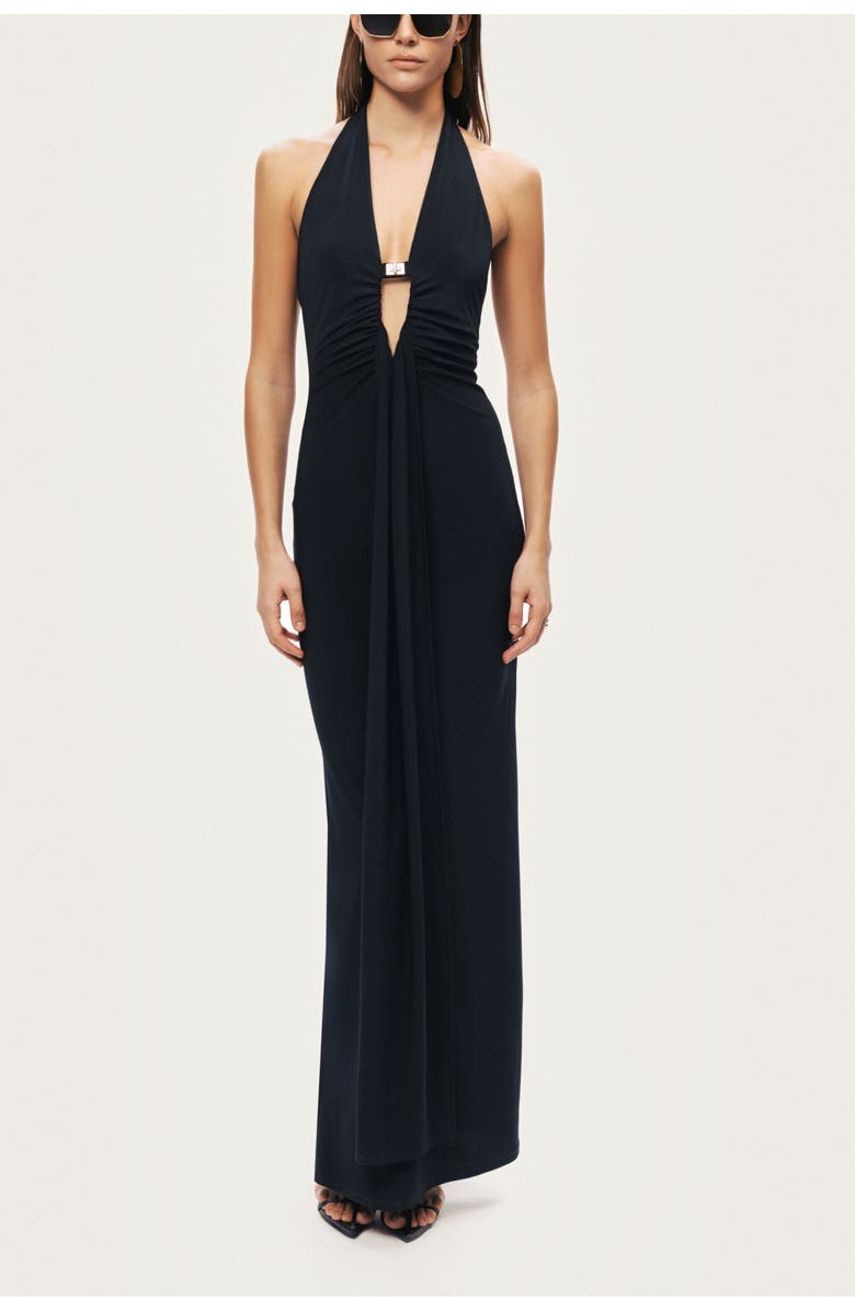 Nocturne Halter Neck Cut-Out Maxi Dress, Main, color, Black