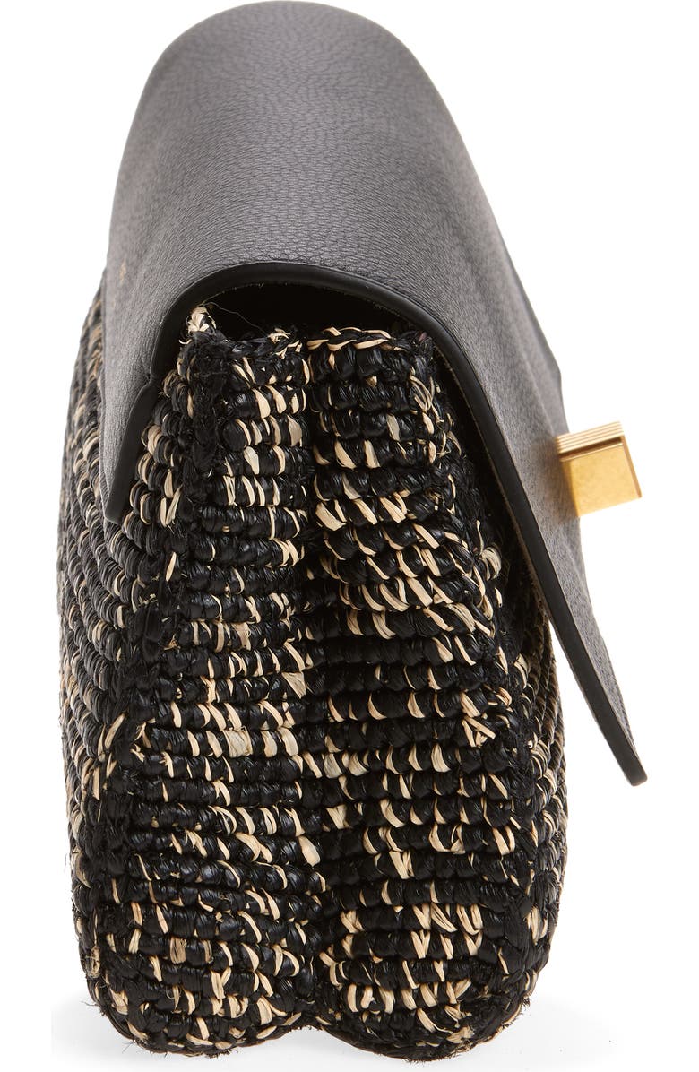 Khaite Audrey Raffia & Leather Clutch, Alternate, color, 294 Black / White