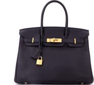 Pre-Owned Hermes Birkin Handbag Black Togo with Gold Hardware 30