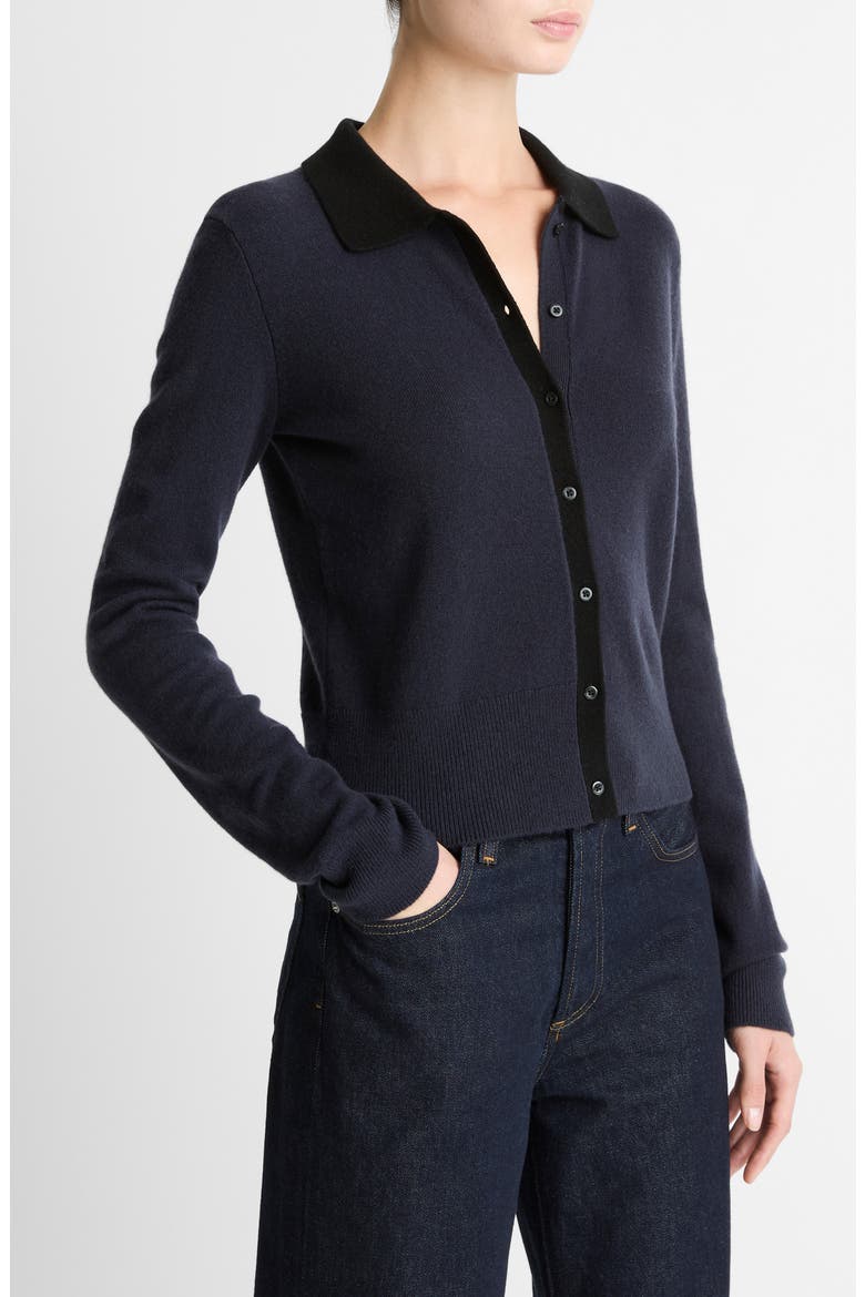 Wool & Cashmere Blend Cardigan, Alternate, color, NIGHT MARINE/ BLACK