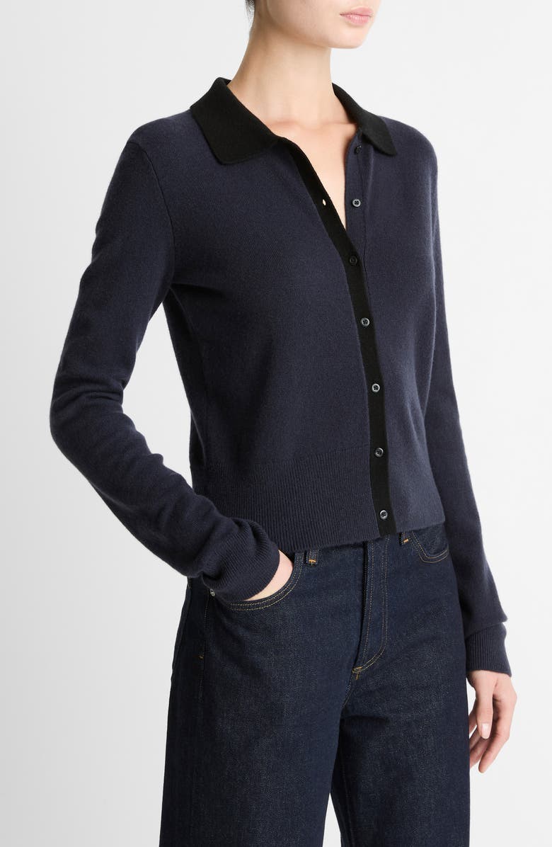 Vince Wool & Cashmere Blend Cardigan, Alternate, color, Night Marine/ Black