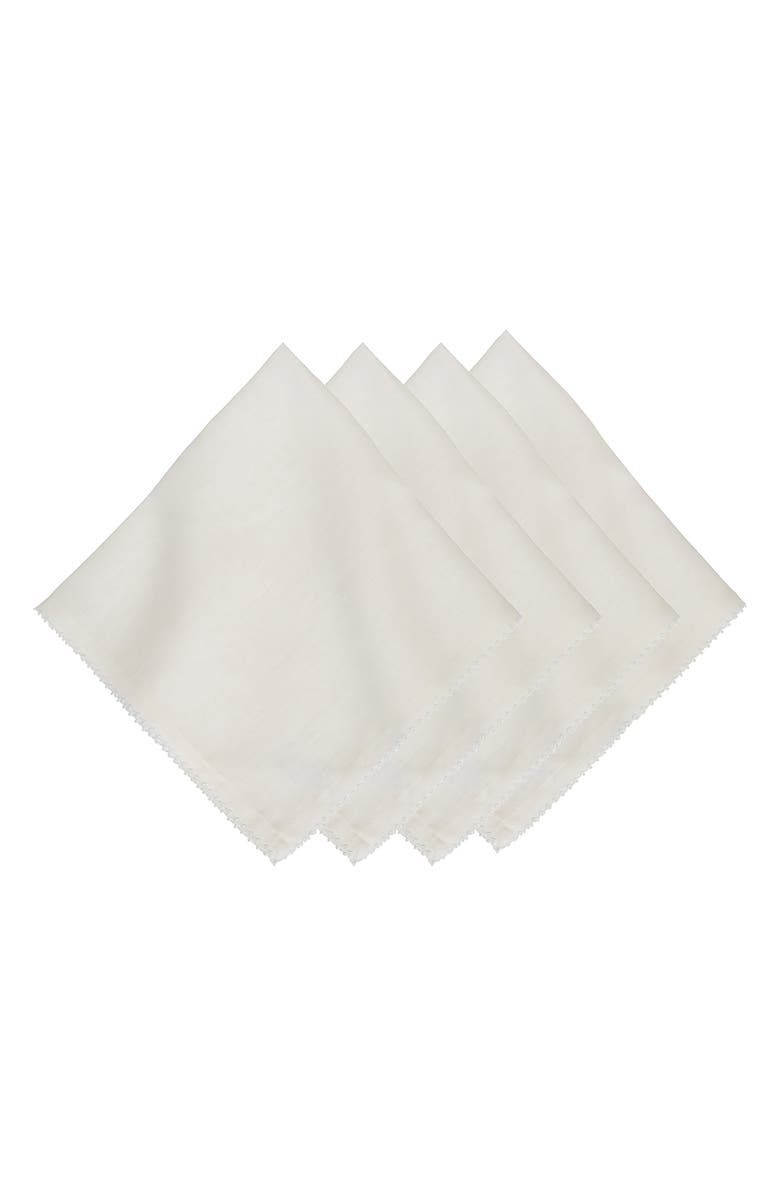 Juliska Set of 4 Berry Scallop Linen Napkins, Main, color, White