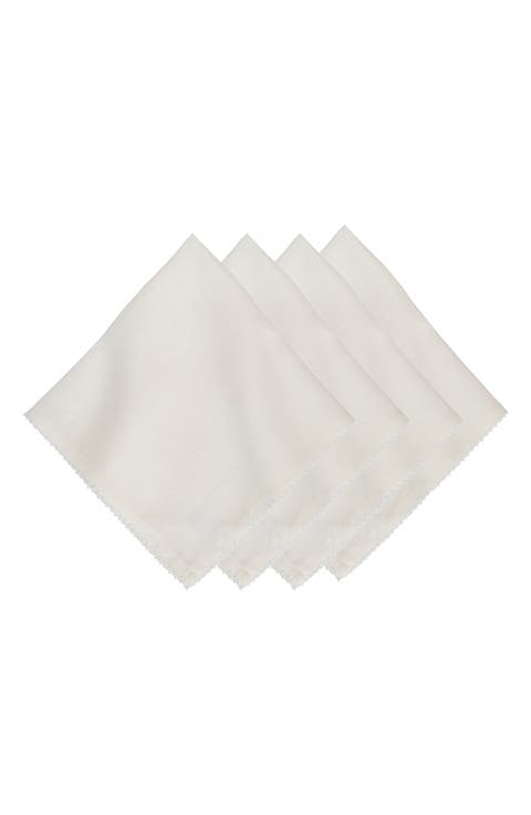 Set of 4 Berry Scallop Linen Napkins