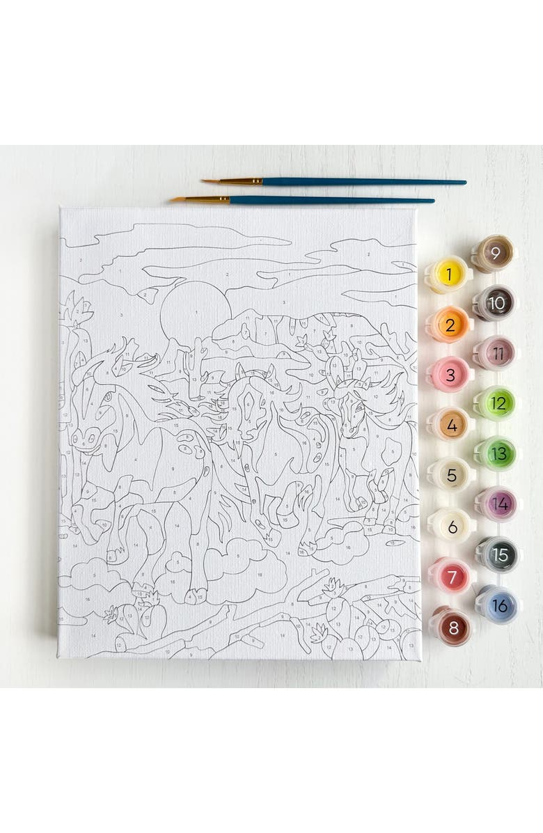 BRIGHT STRIPES Wild Horses Paint by Numbers Art Kit, Alternate, color, Multi