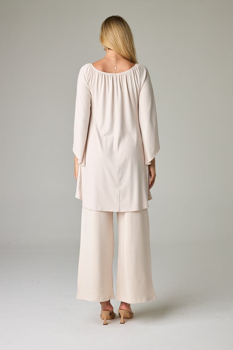 Peyto Eco-Luxe Rib Off-Shoulder Flutter Tunic/Dress - Ultra-Luxe Flow, Alternate, color, Bone