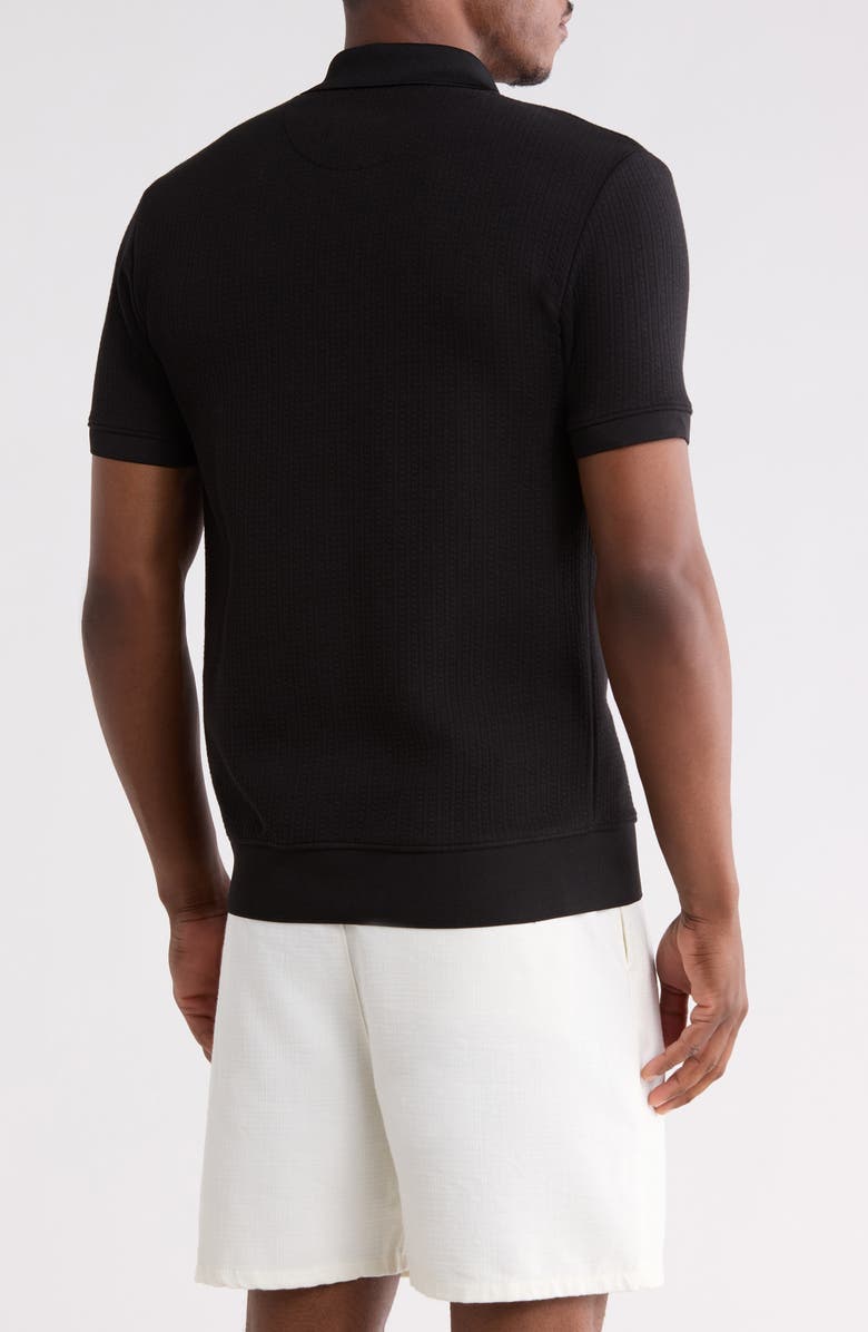 DENIM AND FLOWER Quarter Zip Knit Polo, Alternate, color, Black