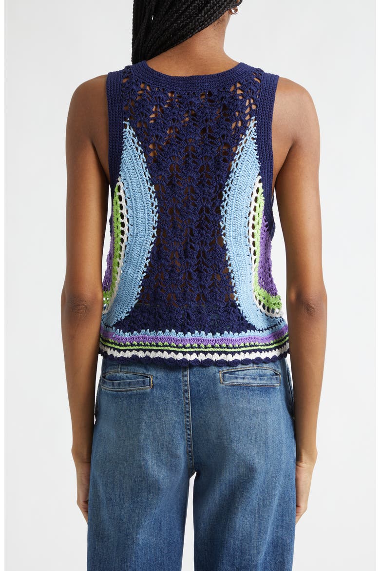 Adriana Crop Cotton Crochet Vest, Alternate, color, NAVY MULTI COLORBLOCK