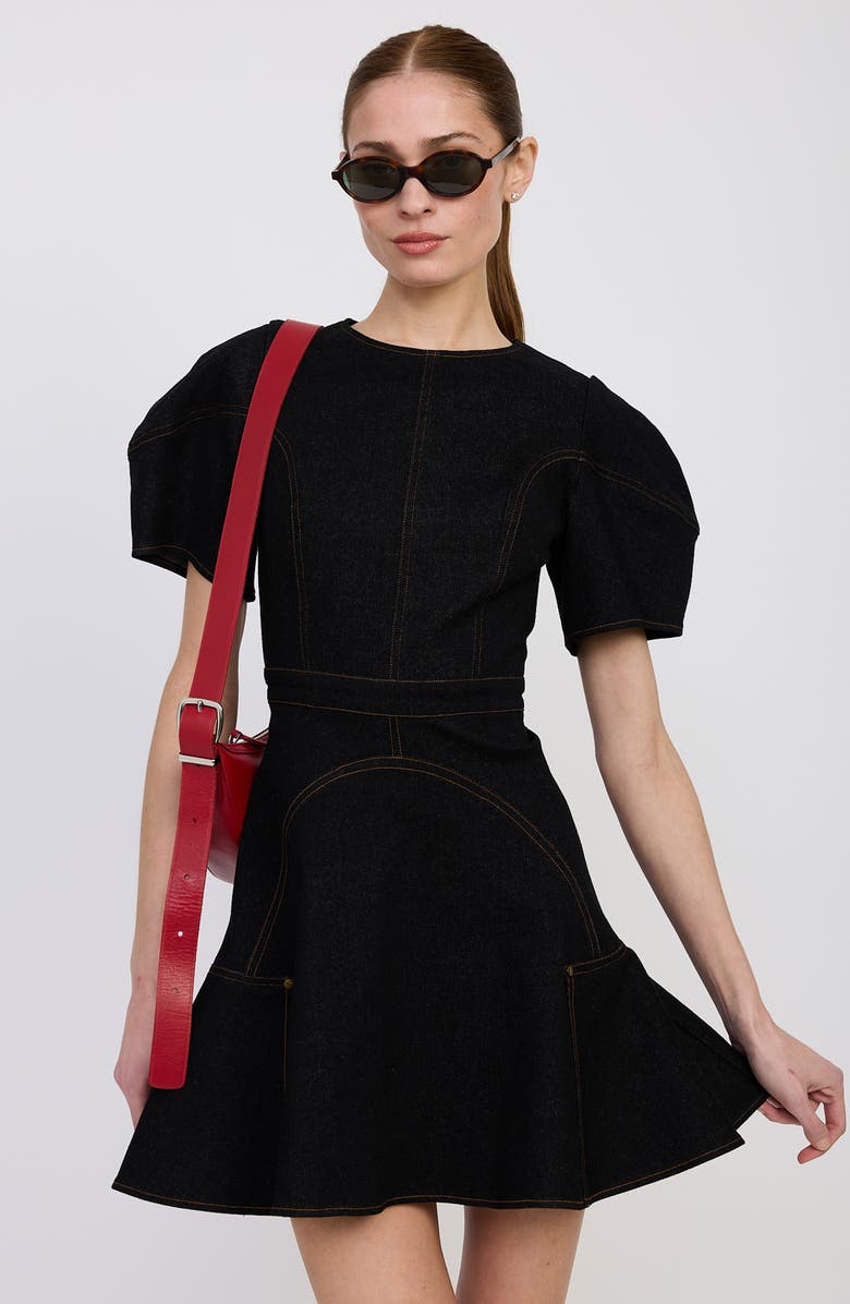 En Saison Aaliyah Denim Minidress, Alternate, color, Black