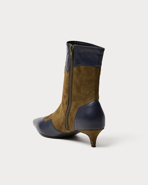 Weworewhat Kitten Heel Western Bootie In Mltry Olive/nvy