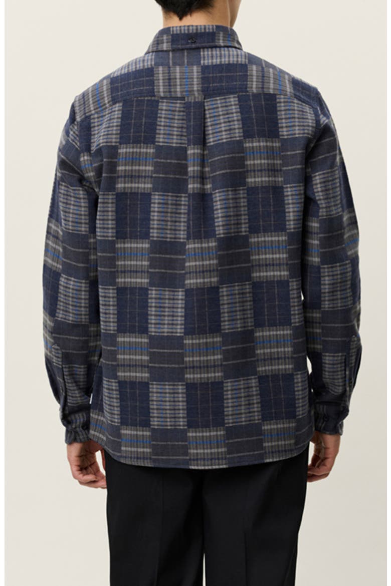 Kent Patchwork Check Button-Down Shirt, Alternate, color, DARK NAVY