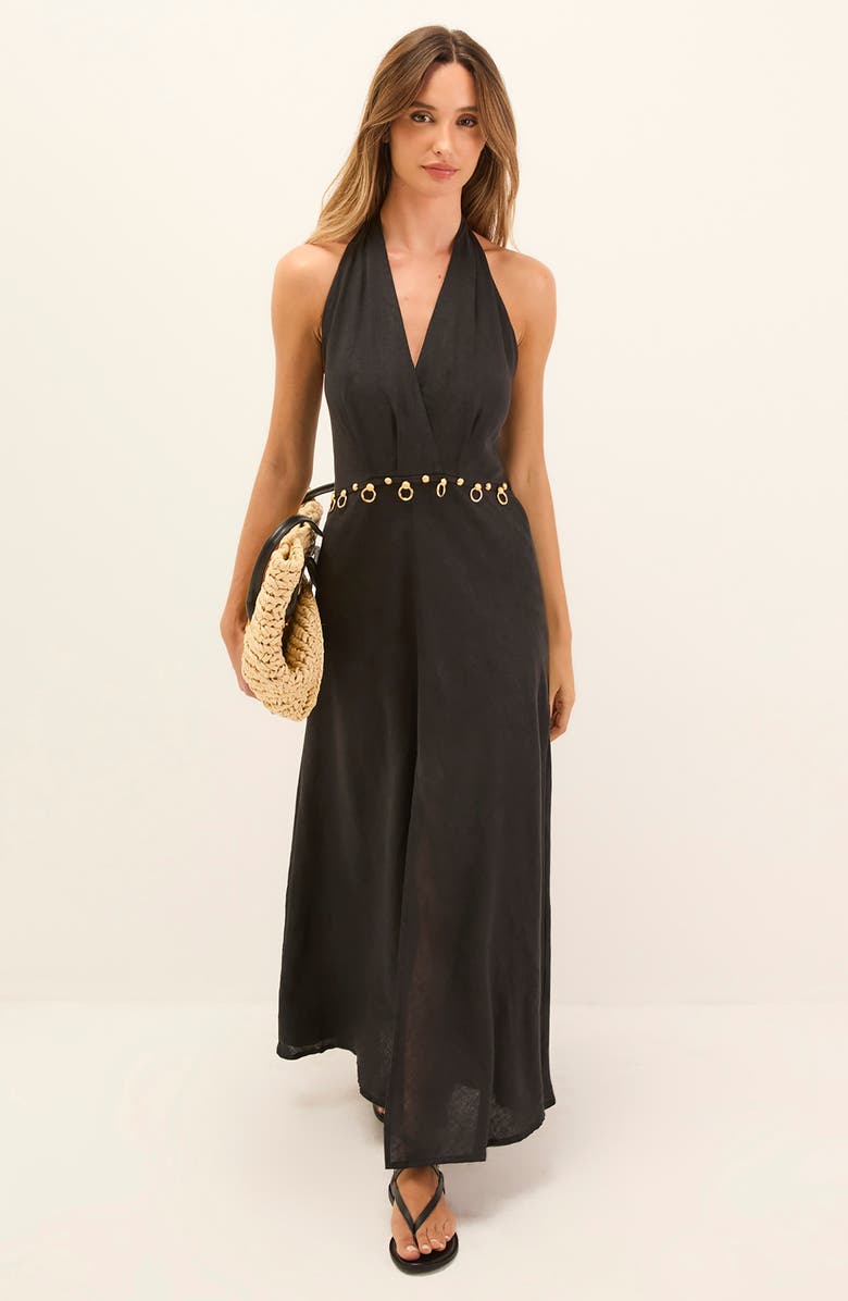 ViX Paula Hermanny Hailey Halter Cover-Up Dress, Alternate, color, Black