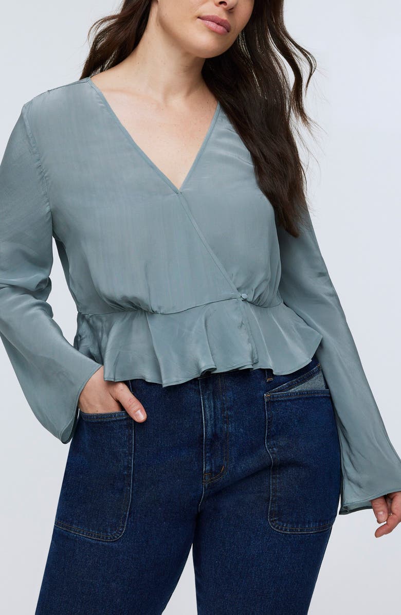 Madewell Bell Sleeve Wrap Top, Main, color,