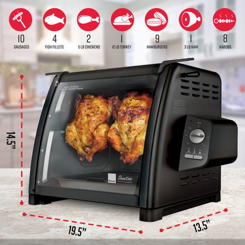 Ronco Modern Rotisserie Oven, Large Capacity (15lbs) Countertop Oven, Multi-purpose Basket For Versatile C In Black