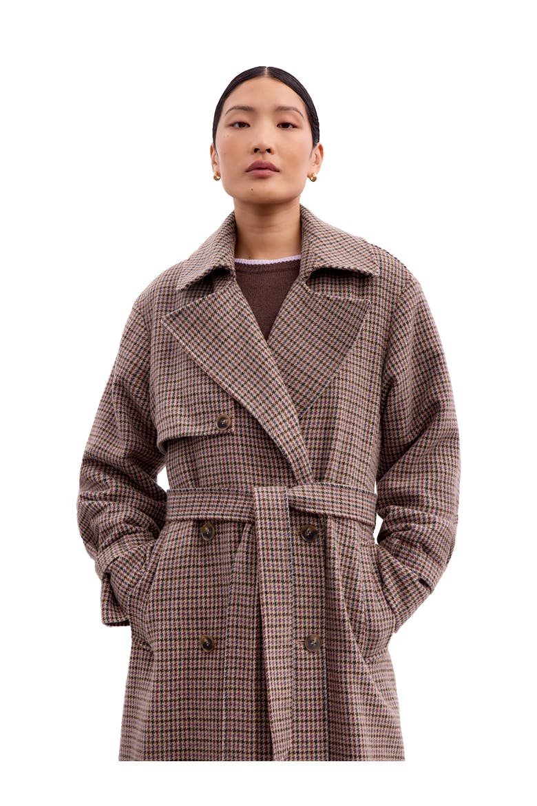 Multi Check Trench Belted Coat, Alternate, color, Multi