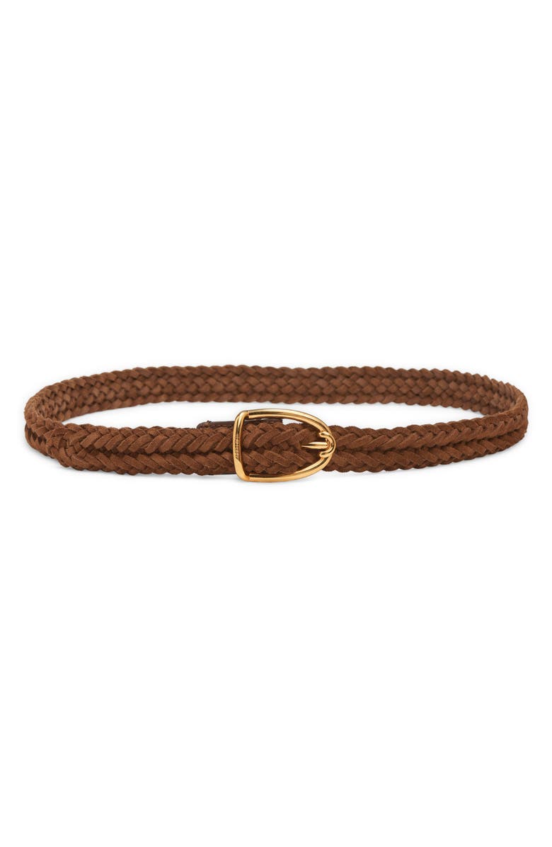 TOM FORD Angled Buckle Woven Suede Belt, Main, color, 1B033 Whisky