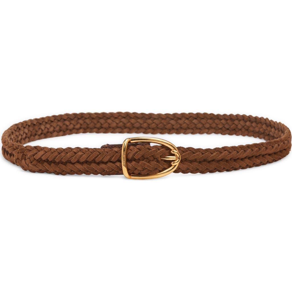 Tom Ford Angled Buckle Woven Suede Belt In Brown