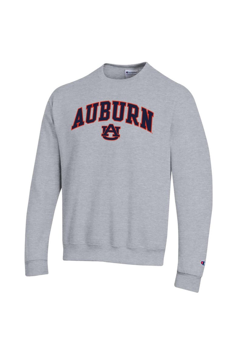 Men's Champion  Heather Gray Auburn Tigers Arch Over Logo Pullover Sweatshirt, Alternate, color, Heather Gray