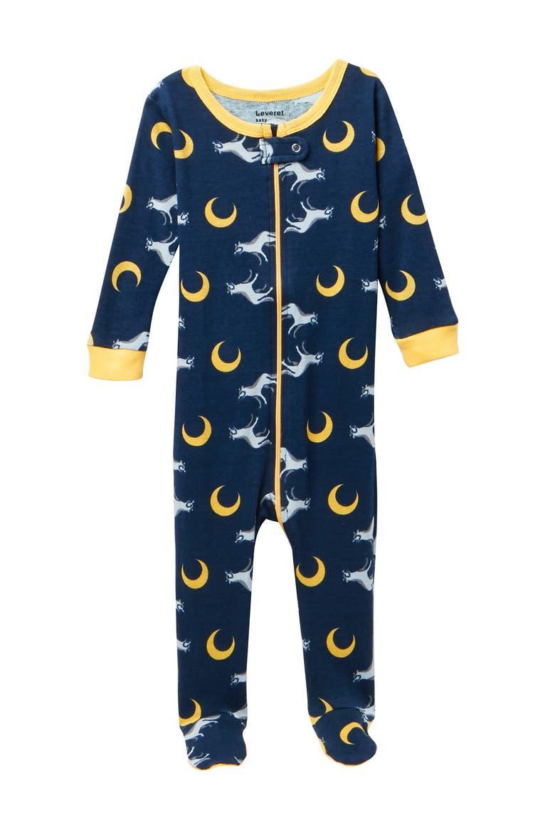 Wolf Footed Pajama Sleeper, Main, color, NAVY