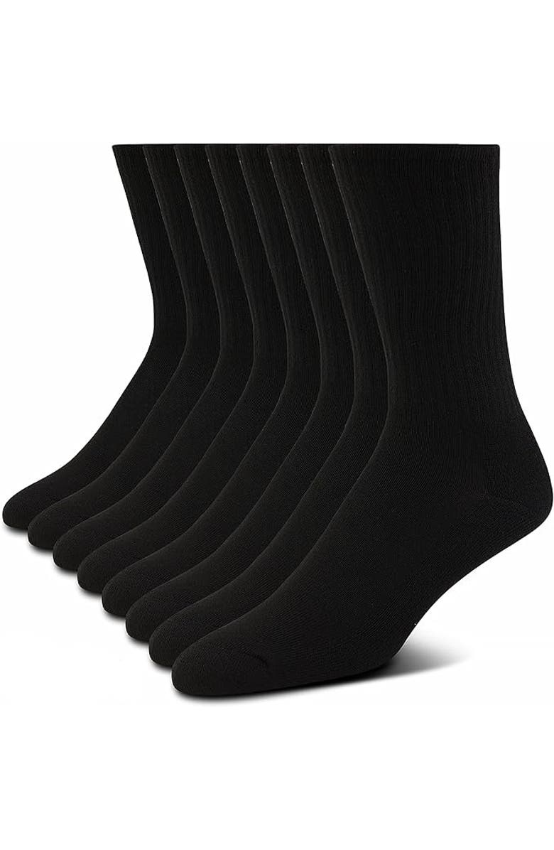 True Religion 8 Pairs Premium Athletic Crew Socks, Main, color, Black