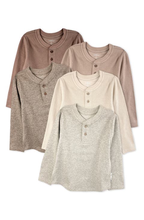 Kids' Payton Assorted 5-Pack Long Sleeve Organic Cotton Waffle Henley T-Shirts (Toddler)