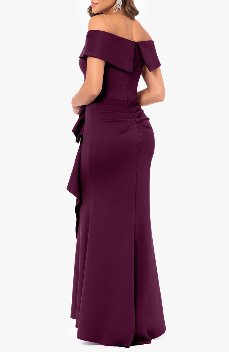 Ruffle Off the Shoulder Scuba Gown
