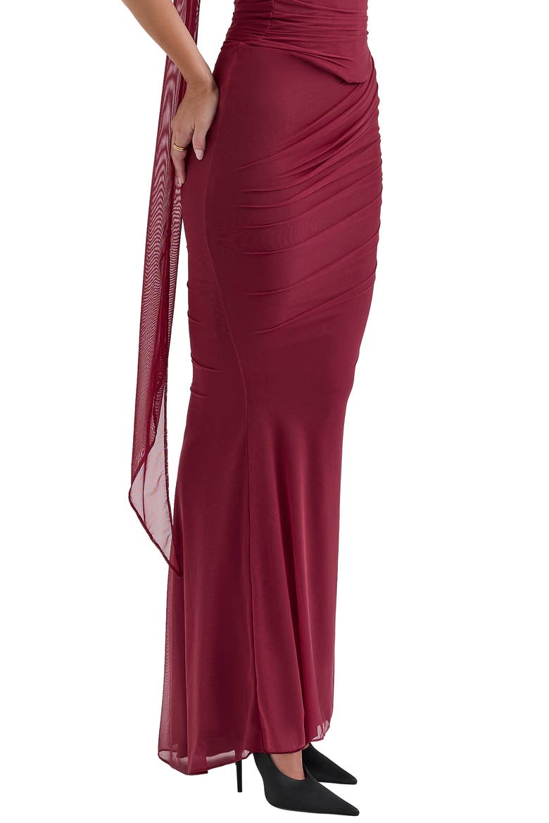 Cassidy Ruched Maxi Skirt, Alternate, color, CABERNET