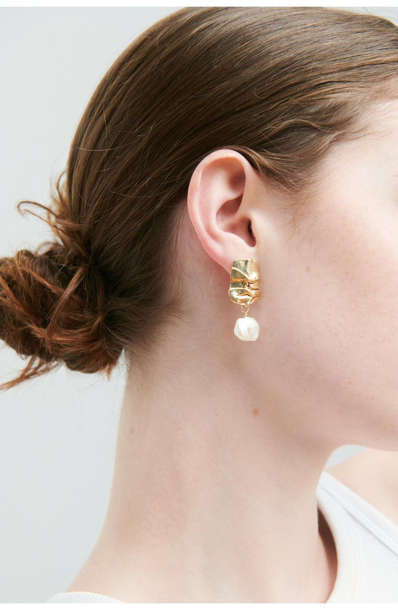 Odette New York Fender with Pearl Earrings, Alternate, color, Brass