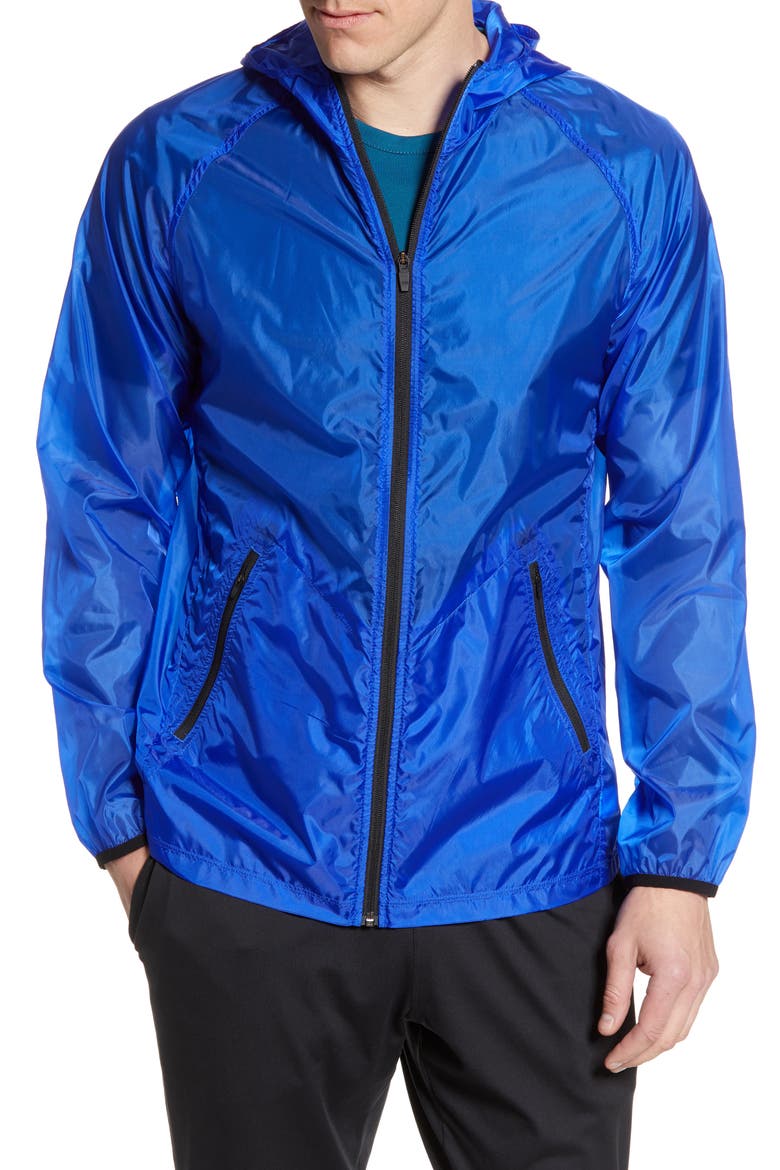 Hooded Nylon Windbreaker, Main, color, BLUE MARINE