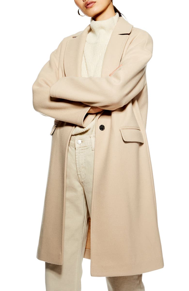 Topshop Lily Knit Back Midi Coat, Main, color,