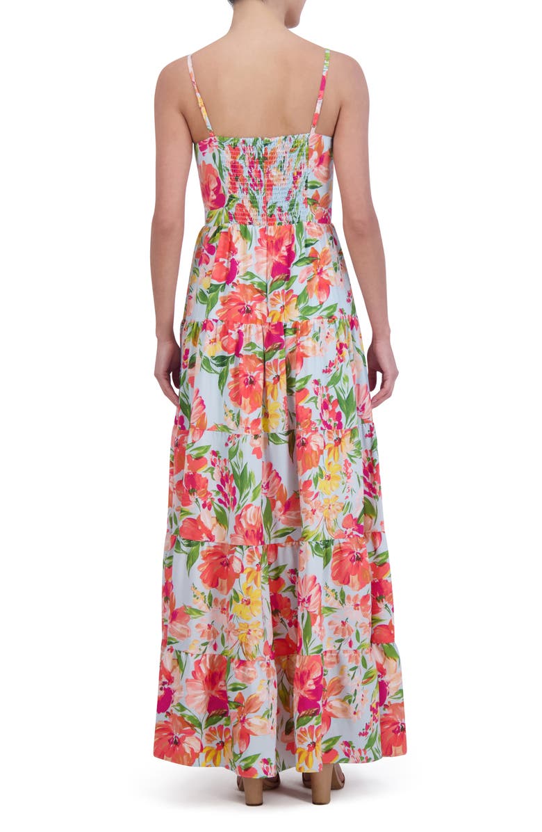 Eliza J Floral Bow Front Tiered Maxi Sundress, Alternate, color,