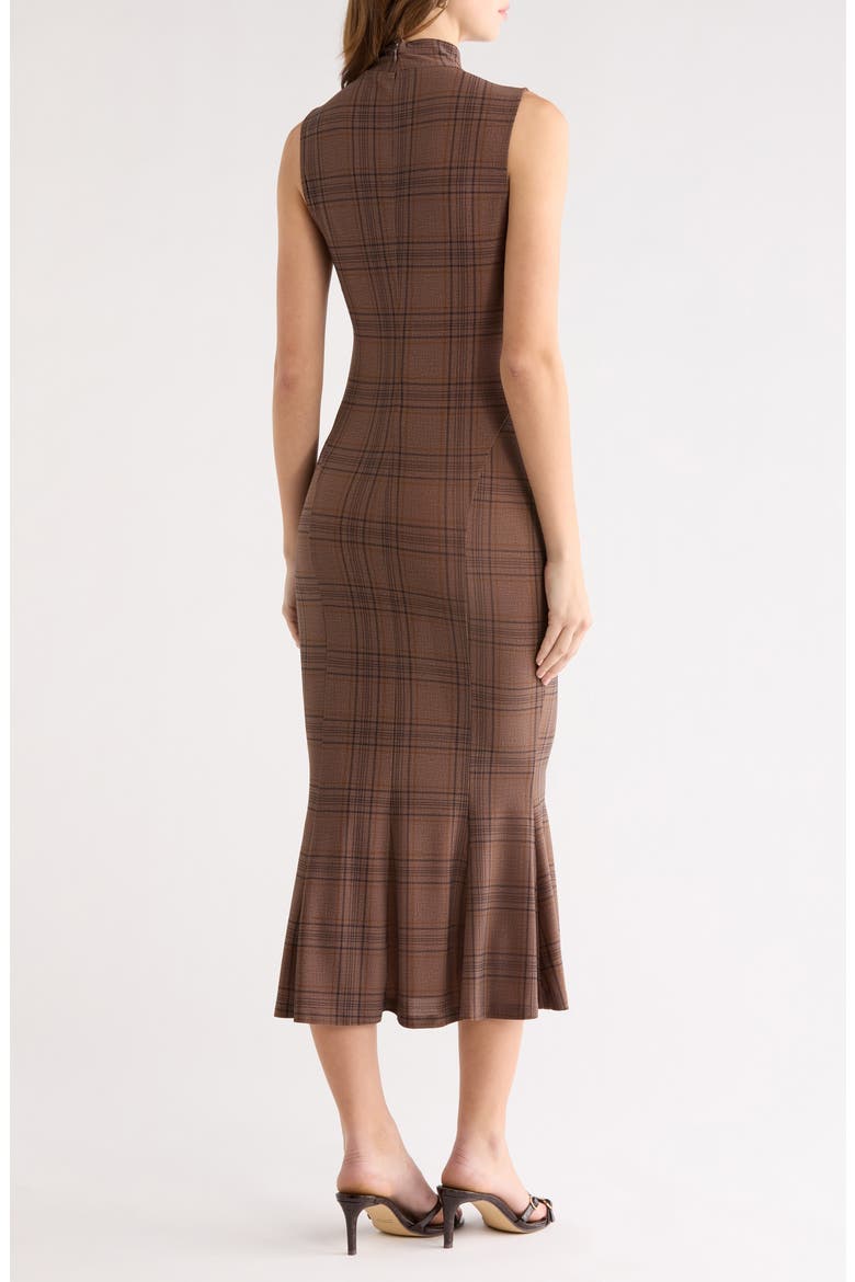 Leigha Plaid Mock Neck Midi Dress, Alternate, color, BROWN PLAID