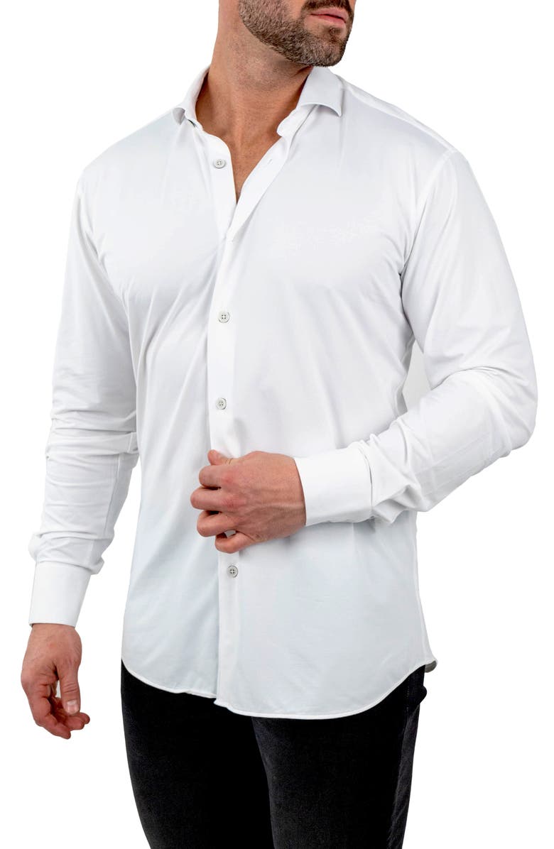 Maceoo Einstein Stretchblotter White Button-Up Shirt, Alternate, color, White