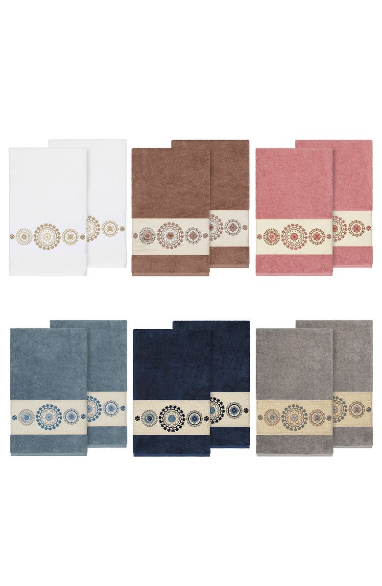 Linum Home Textiles Turkish Cotton Geometric Design Bath Towel - Dark Grey - Set of 2, Alternate, color, Dark Grey