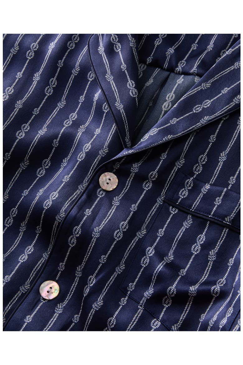 Nautical Stripe Mulberry Silk Short Pajamas, Alternate, color, NAVY