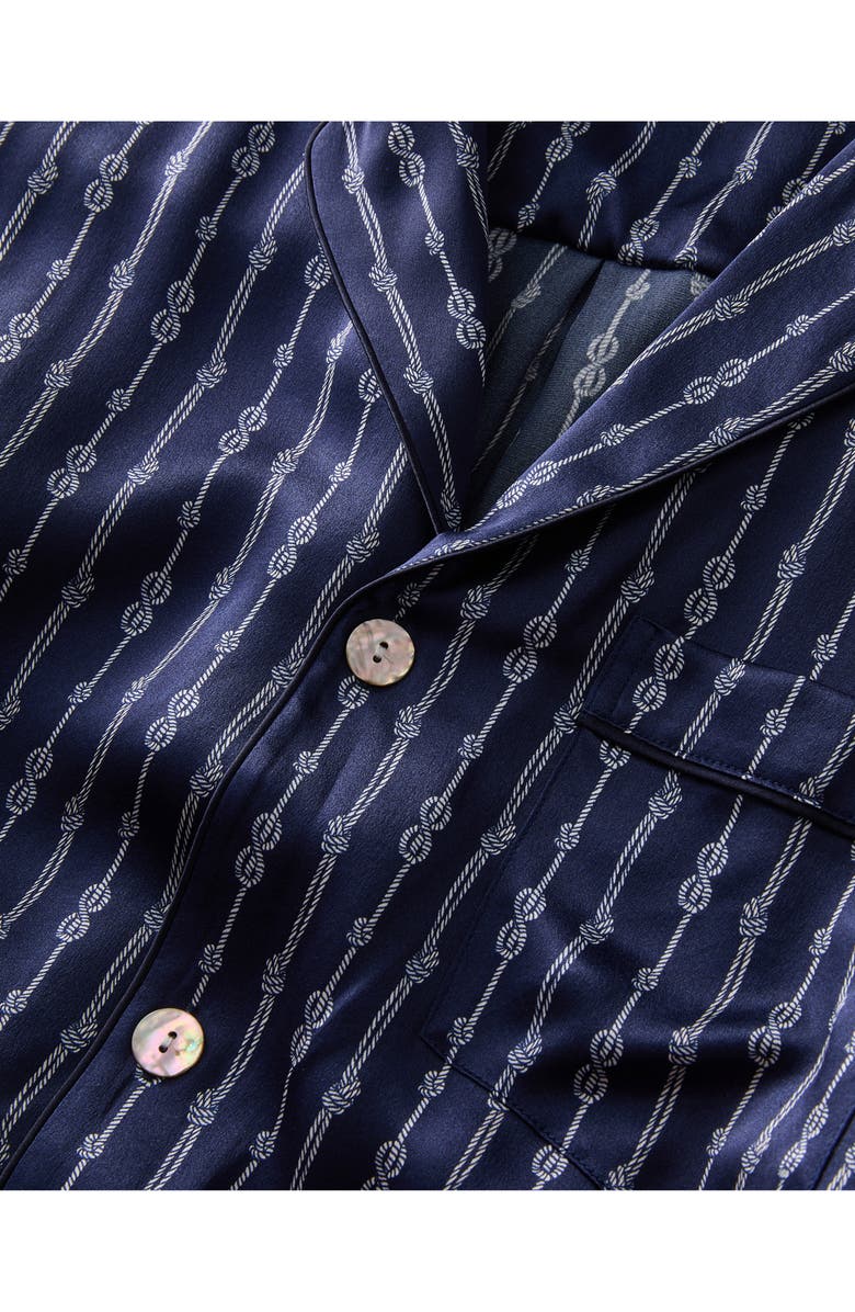 Petite Plume Nautical Stripe Mulberry Silk Short Pajamas, Alternate, color, 