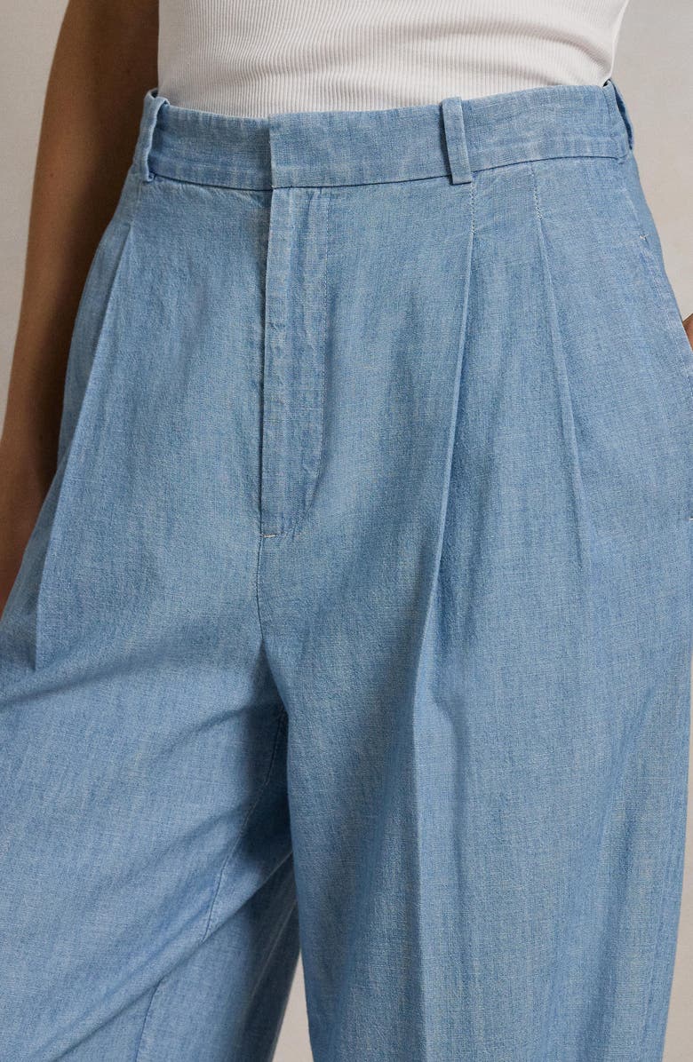 Polo Ralph Lauren Wide Leg Cotton Chambray Pants, Alternate, color, 
