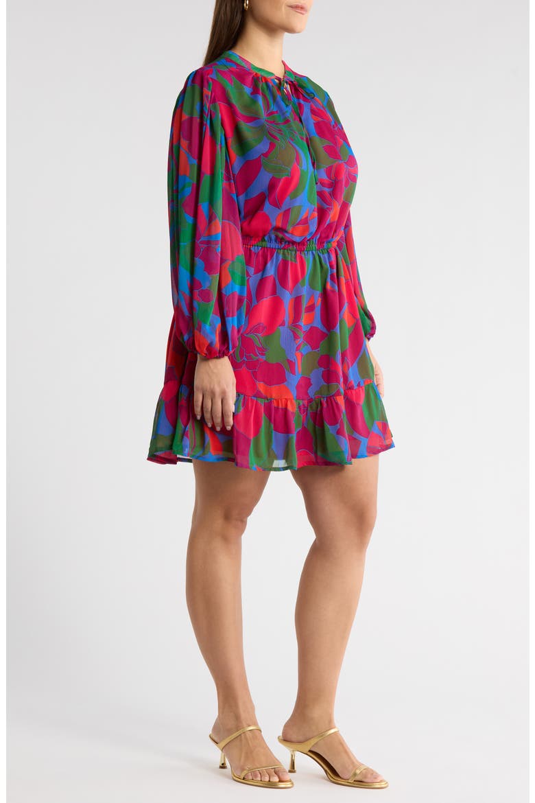 Kaeli Floral Print Long Sleeve Dress, Alternate, color, MAGENTA-BLUE-GREEN