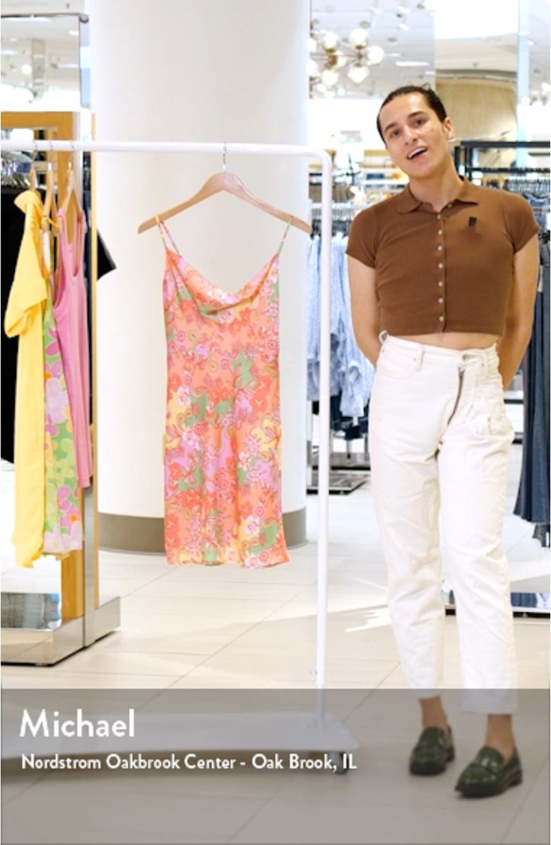 Arla Floral Print Satin Mini Slipdress, sales video thumbnail