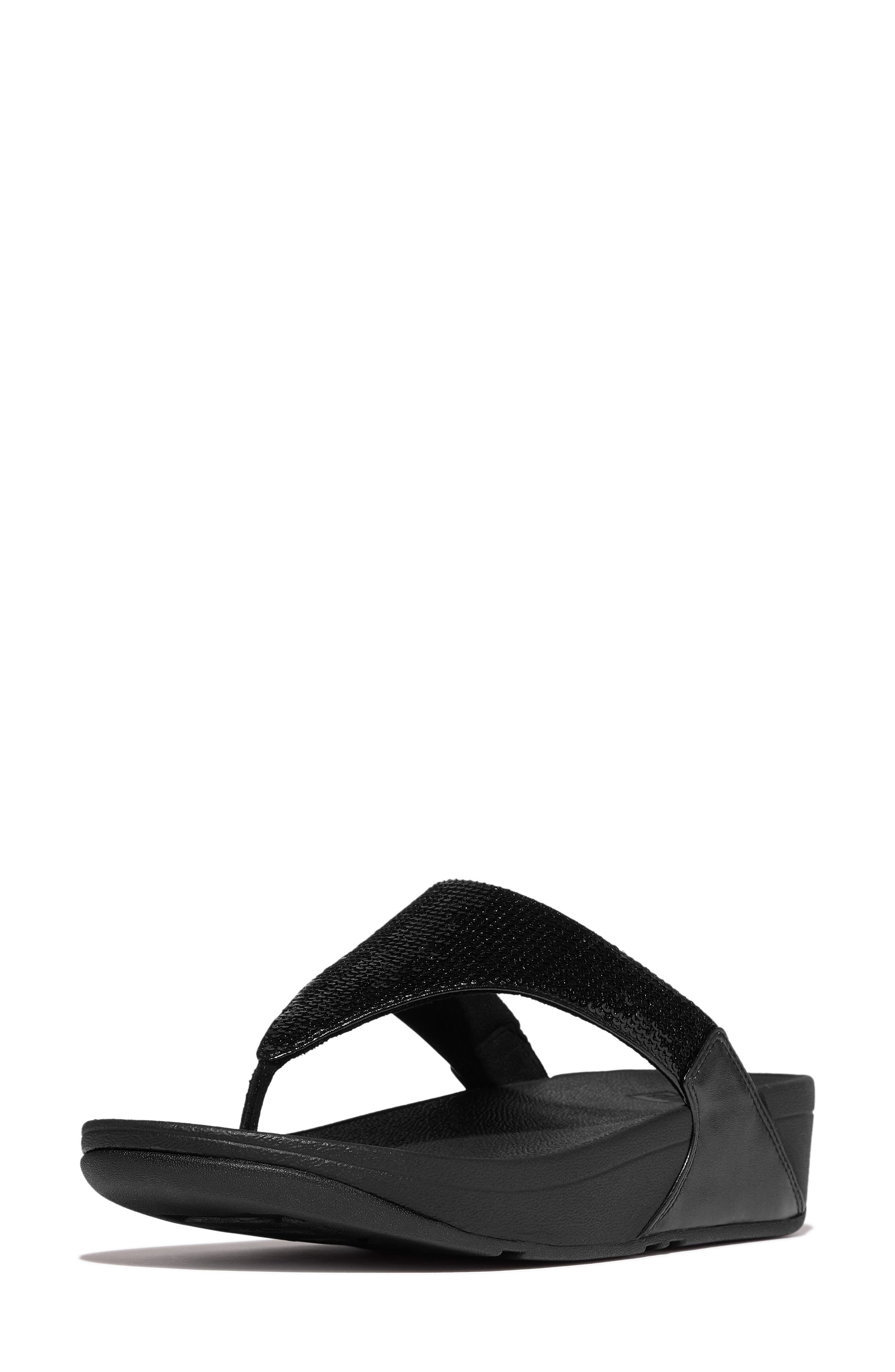 FitFlop Lulu Sequin Flip Flop, Alternate, color, All Black