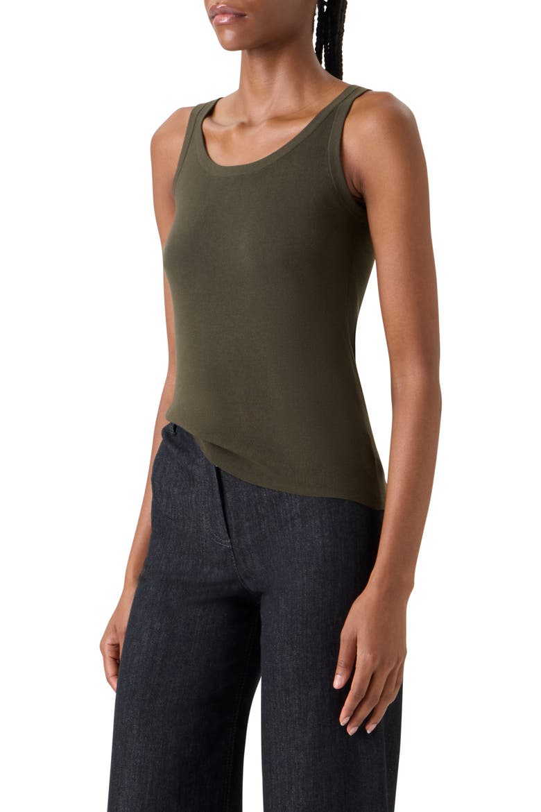 Scoop Neck Cotton Sweater Tank, Alternate, color, OLIVE