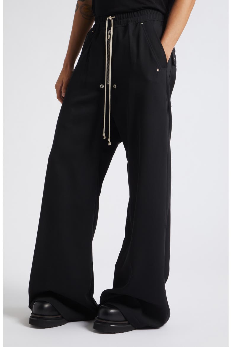Bela Wide Leg Wool Pants, Alternate, color, BLACK