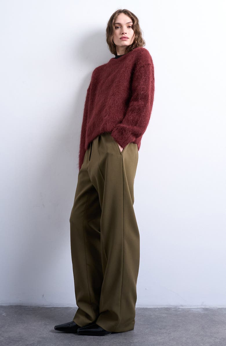 Topshop Alpaca Blend Boxy Sweater, Alternate, color, Burgundy