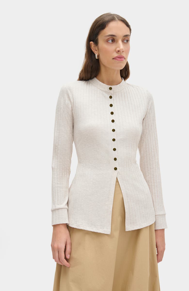 ALIGNE Daphne Rib Cardigan, Alternate, color, Oatmeal Marl