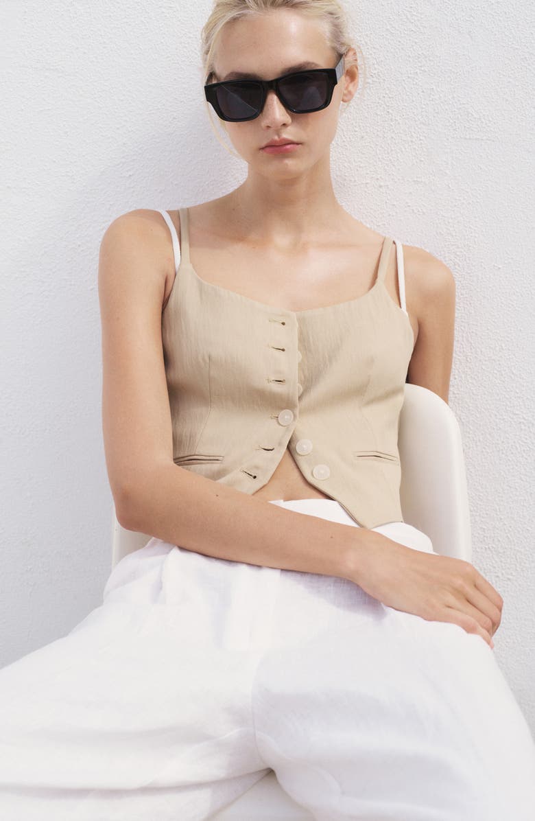 MANGO Suit Vest, Alternate, color, Beige