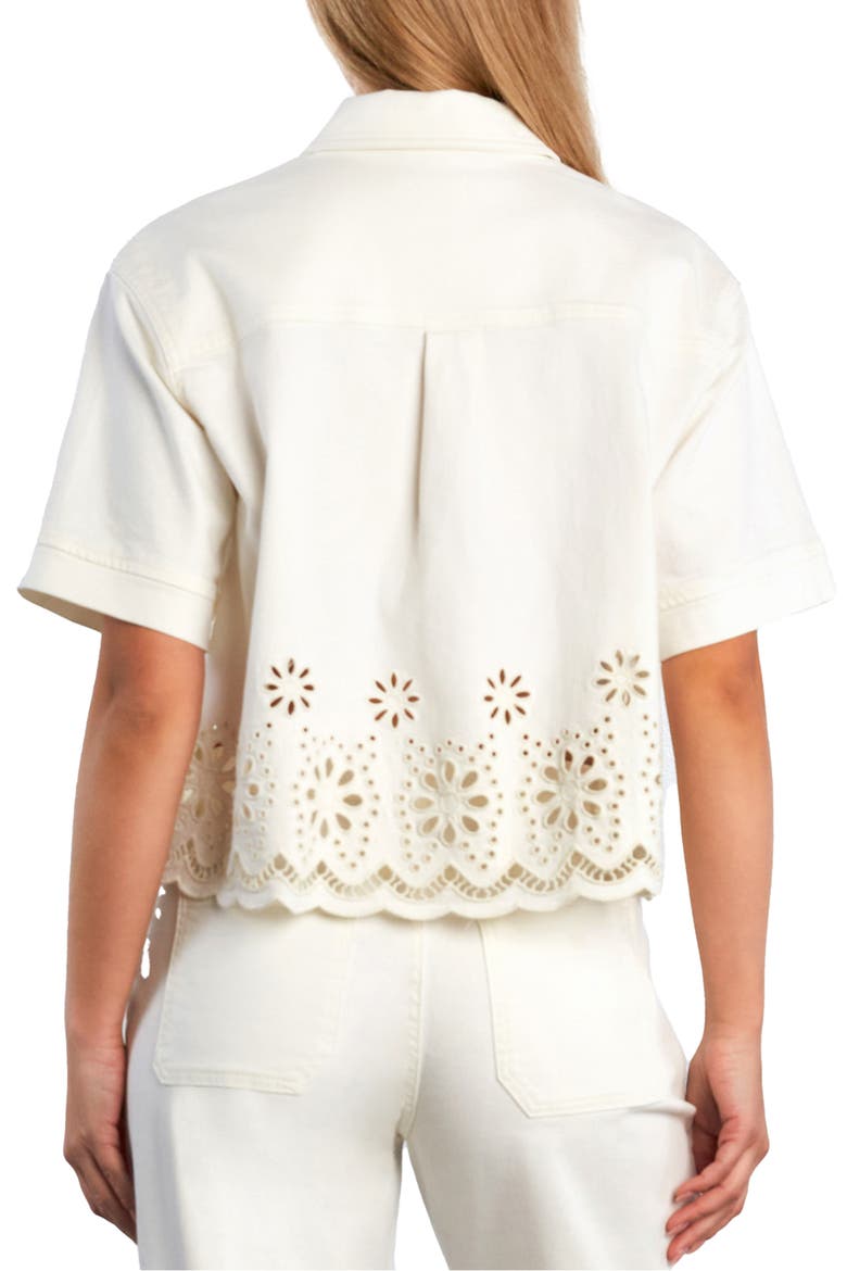 Petal Eyelet Denim Button-Up Shirt, Alternate, color, BRIGHT WHITE