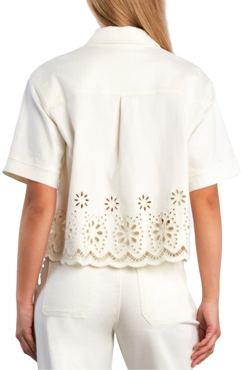 Wash Lab Denim Petal Eyelet Denim Button-Up Shirt, Alternate, color, Bright White