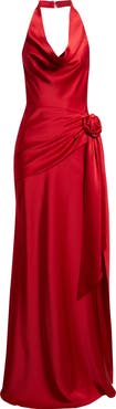 Sonya Moda Rozalia Halter Open Back Satin Gown