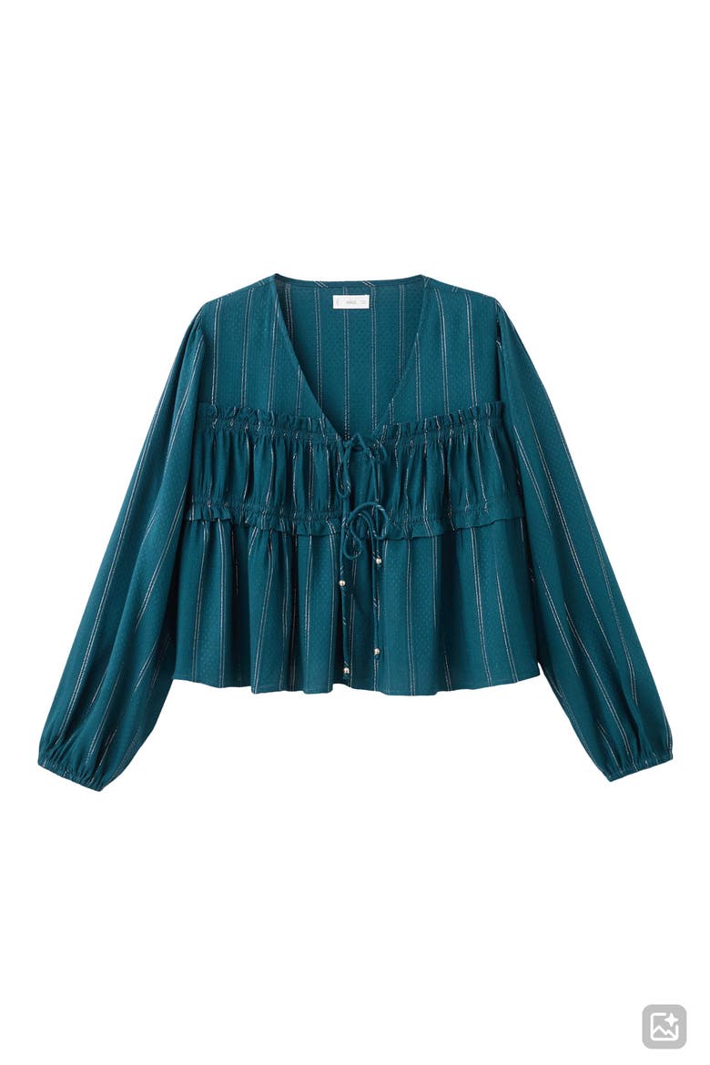 Metallic Stripe Bow Top, Alternate, color, PETROL BLUE