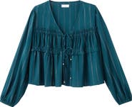 MANGO TEEN Metallic Stripe Bow Top